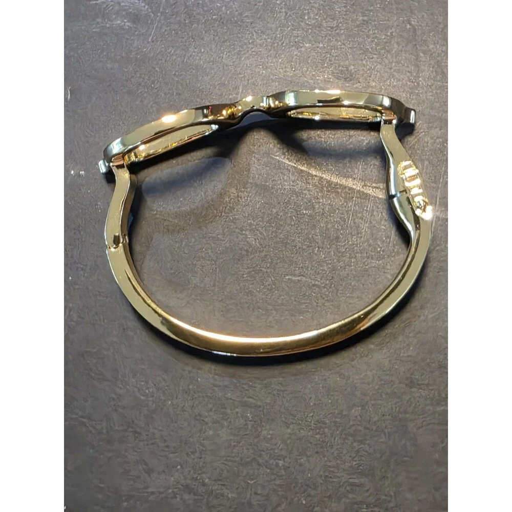 Kate Spade New York Lookout Glasses Hinged Bangle Bracelet Black Enamel Gold